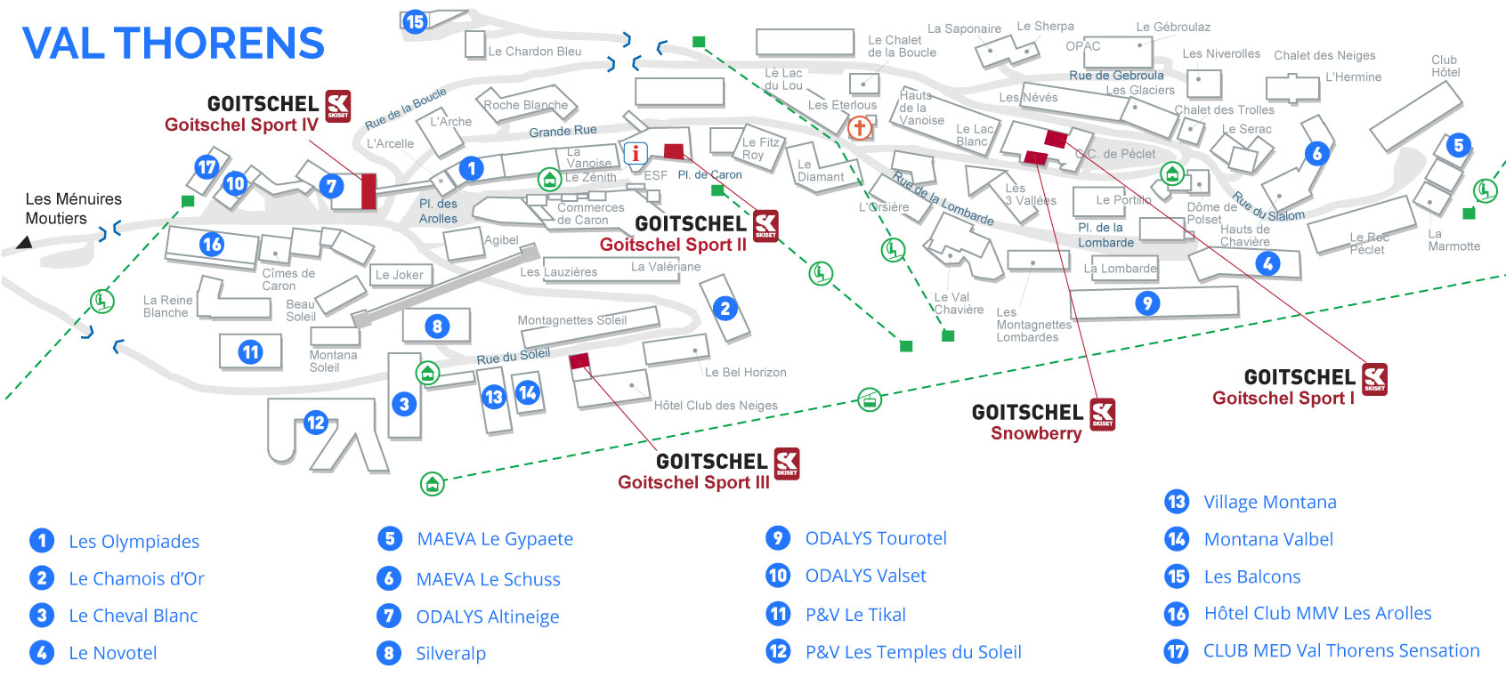 Carte Schématique de la sation de Val Thorens